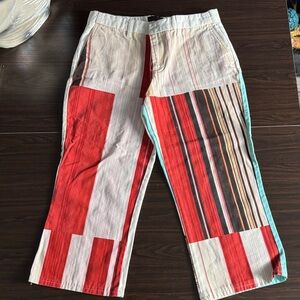 Men's Red Stripe Cotton Casual Pants